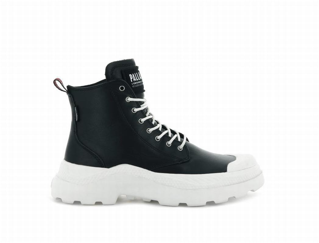 Palladium Pallakix Mid Sk Womens High Top Sneakers Black/White Australia [RTPKYO-539]